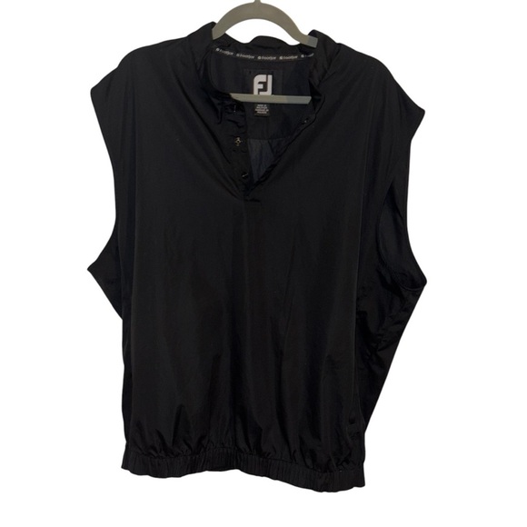 FootJoy Golf Vest Mens Large Black 1/4 Snap Pullover Sleeveless Windbreaker | L - Picture 1 of 3